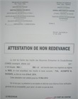 Attestation de non redevance